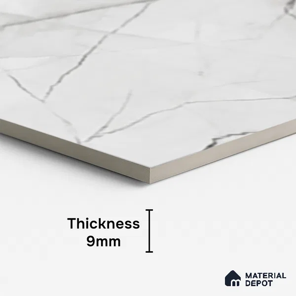 Marble Floor & Wall Tile TL 08541 B | Suprem Silver 4 ft x 2 ft Sugar Matte Finish Porcelain Tile - 9 mm | 4 Random Design | Suitable for Living Room, Bedroom, Bathroom & Kitchen