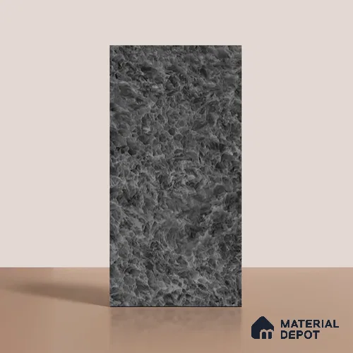 Marble Floor & Wall Tile TL 08539 | Crystal Black 4 ft x 2 ft Sugar Matte Finish Porcelain Tile - 9 mm | 4 Random Design | Suitable for Living Room, Bedroom, Bathroom & Kitchen