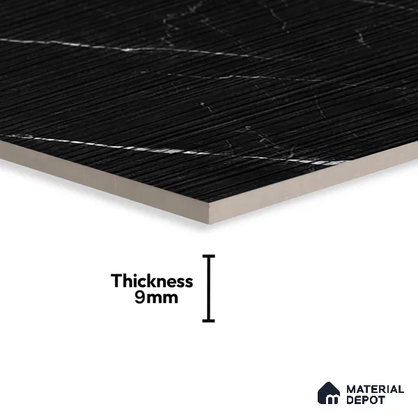 Marble Floor & Wall Tile | TL 00682 Black Matte Finish 4 ft x 2 ft Matte Finish Vitrified Vitrified Tile - 9 mm | Suitable For Living Room, Bedroom, Dining Area