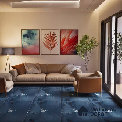 Metallic Floor & Wall Tile TL 06495 B Ferro Cobalt 4 ft x 2 ft Vitrified Matte Finish - 9 mm | Suitable for Living Room, Bedroom, Kitchen & Bathroom (Sample)