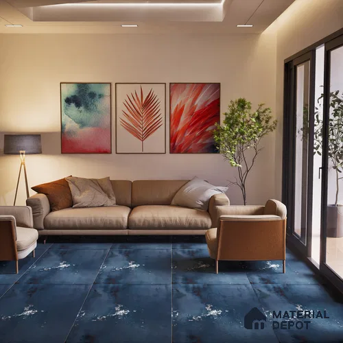Metallic Floor & Wall Tile TL 06495 B Ferro Cobalt 4 ft x 2 ft Vitrified Matte Finish - 9 mm | Suitable for Living Room, Bedroom, Kitchen & Bathroom