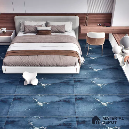 Metallic Floor & Wall Tile TL 06495 B Ferro Cobalt 4 ft x 2 ft Vitrified Matte Finish - 9 mm | Suitable for Living Room, Bedroom, Kitchen & Bathroom