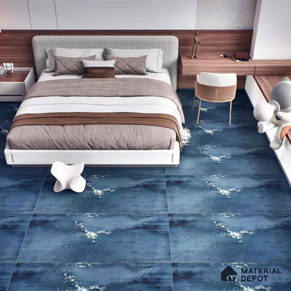 Metallic Floor & Wall Tile TL 06495 B Ferro Cobalt 4 ft x 2 ft Vitrified Matte Finish - 9 mm | Suitable for Living Room, Bedroom, Kitchen & Bathroom (Sample)