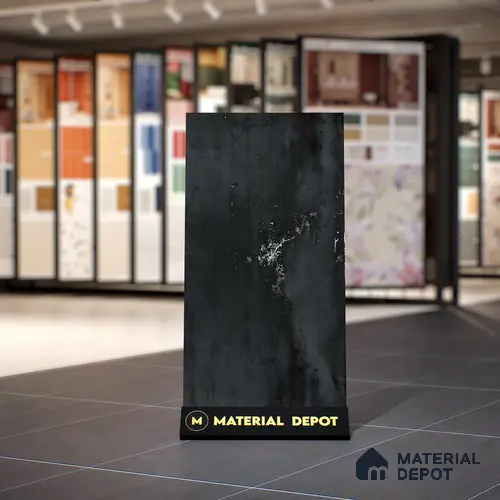 Metallic Floor & Wall Tile TL 06495 Ferro Black 4 ft x 2 ft Vitrified Matte Finish - 9 mm | Suitable for Living Room, Bedroom, Kitchen & Bathroom