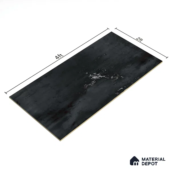Metallic Floor & Wall Tile TL 06495 Ferro Black 4 ft x 2 ft Vitrified Matte Finish - 9 mm | Suitable for Living Room, Bedroom, Kitchen & Bathroom (Sample)