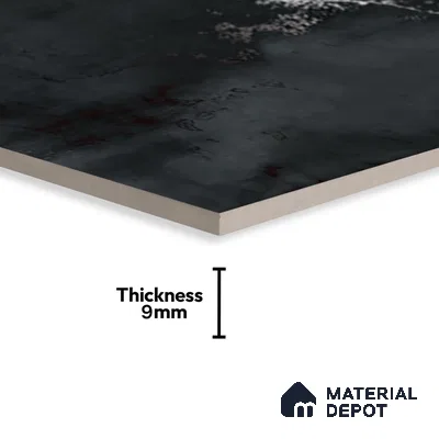 Metallic Floor & Wall Tile TL 06495 Ferro Black 4 ft x 2 ft Vitrified Matte Finish - 9 mm | Suitable for Living Room, Bedroom, Kitchen & Bathroom (Sample)