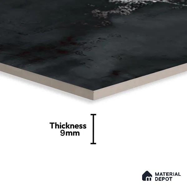 Metallic Floor & Wall Tile TL 06495 Ferro Black 4 ft x 2 ft Vitrified Matte Finish - 9 mm | Suitable for Living Room, Bedroom, Kitchen & Bathroom (Sample)