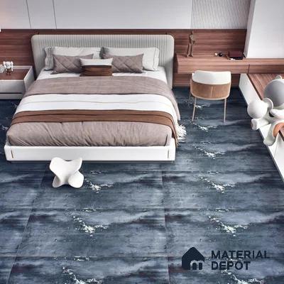 Metallic Floor & Wall Tile TL 06495 Ferro Black 4 ft x 2 ft Vitrified Matte Finish - 9 mm | Suitable for Living Room, Bedroom, Kitchen & Bathroom (Sample)