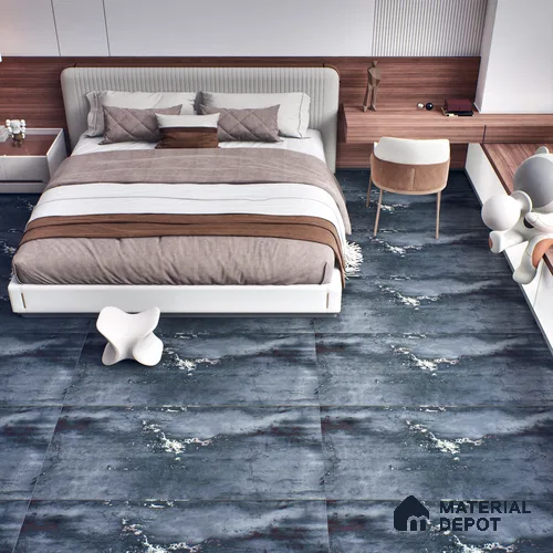Metallic Floor & Wall Tile TL 06495 Ferro Black 4 ft x 2 ft Vitrified Matte Finish - 9 mm | Suitable for Living Room, Bedroom, Kitchen & Bathroom