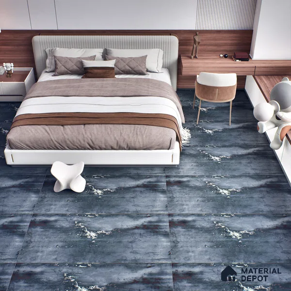 Metallic Floor & Wall Tile TL 06495 Ferro Black 4 ft x 2 ft Vitrified Matte Finish - 9 mm | Suitable for Living Room, Bedroom, Kitchen & Bathroom (Sample)
