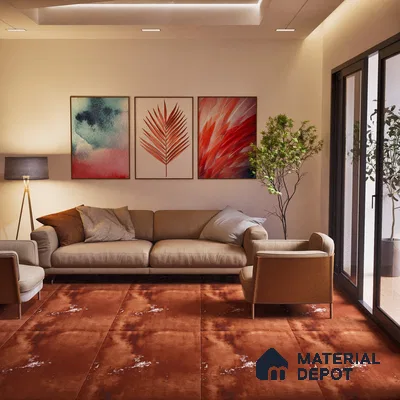 Metallic Floor & Wall Tile TL 06495 C Ferro Oxide 4 ft x 2 ft Vitrified Matte Finish - 9 mm | Suitable for Living Room, Bedroom, Kitchen & Bathroom (Sample)