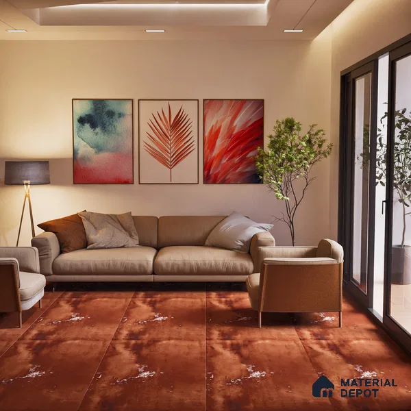 Metallic Floor & Wall Tile TL 06495 C Ferro Oxide 4 ft x 2 ft Vitrified Matte Finish - 9 mm | Suitable for Living Room, Bedroom, Kitchen & Bathroom (Sample)