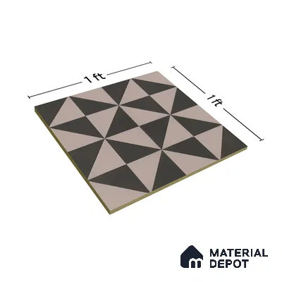 Moroccan Wall & Floor Tile TL 07654 Mono Prism 1 ft x 1 ft Ceramic Matte Finish - 9 mm | Suitable For Kitchen, Bathroom, Living Area | Please Expect a Slight Variation of Pattern