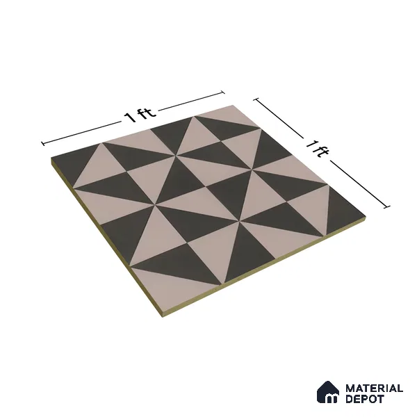 Moroccan Wall & Floor Tile TL 07654 Mono Prism 1 ft x 1 ft Ceramic Matte Finish - 9 mm | Suitable For Kitchen, Bathroom, Living Area | Please Expect a Slight Variation of Pattern