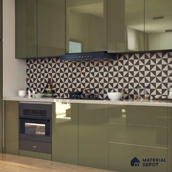Moroccan Wall & Floor Tile TL 07654 Mono Prism 1 ft x 1 ft Ceramic Matte Finish - 9 mm | Suitable For Kitchen, Bathroom, Living Area | Please Expect a Slight Variation of Pattern
