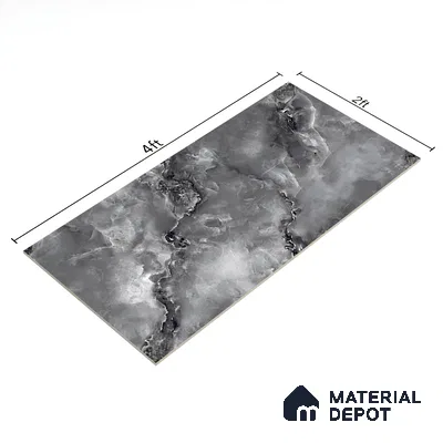 Marble Floor & Wall Tile TL 05573 Black Onyx Viser 4 ft x 2 ft Glossy Finish Vitrified Tile - 9 mm (Random 4)