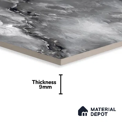 Marble Floor & Wall Tile TL 05573 Black Onyx Viser 4 ft x 2 ft Glossy Finish Vitrified Tile - 9 mm (Random 4)