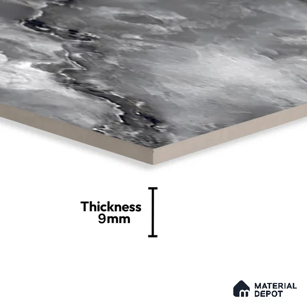 Marble Floor & Wall Tile TL 05573 Black Onyx Viser 4 ft x 2 ft Glossy Finish Vitrified Tile - 9 mm (Random 4)