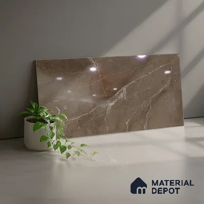 Marble Wall Tile TL 06655 B Etania Coffee 2 ft x 1 ft Ceramic Glossy Finish - 8 mm | Suitable for Living Room, Kitchen & Bathroom (Sample)