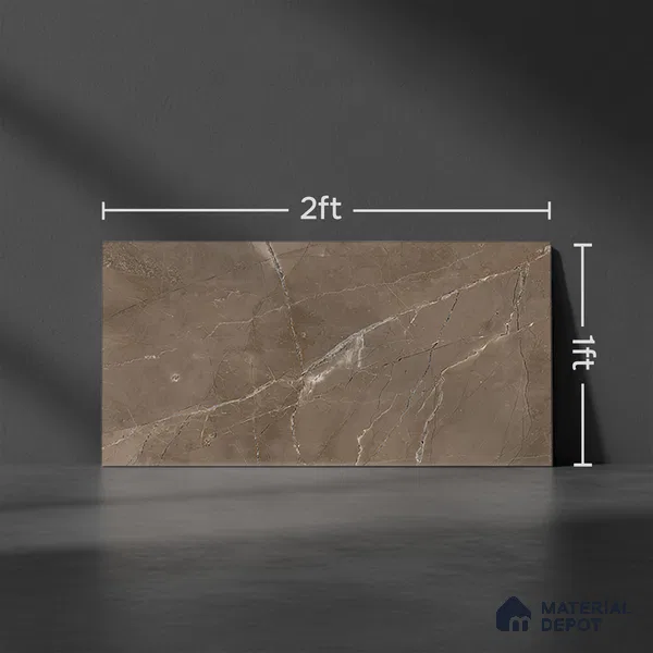Marble Wall Tile TL 06655 B Etania Coffee 2 ft x 1 ft Ceramic Glossy Finish - 8 mm | Suitable for Living Room, Kitchen & Bathroom (Sample)