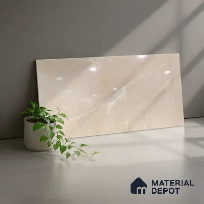 Marble Wall Tile TL 06655 Etania Crema 2 ft x 1 ft Ceramic Glossy Finish - 8 mm | Suitable for Living Room, Kitchen & Bathroom (Sample)