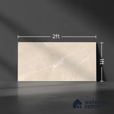 Marble Wall Tile TL 06655 Etania Crema 2 ft x 1 ft Ceramic Glossy Finish - 8 mm | Suitable for Living Room, Kitchen & Bathroom (Sample)
