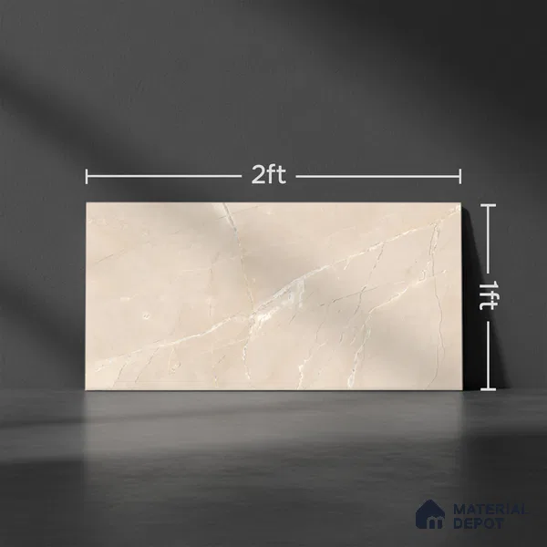 Marble Wall Tile TL 06655 Etania Crema 2 ft x 1 ft Ceramic Glossy Finish - 8 mm | Suitable for Living Room, Kitchen & Bathroom (Sample)