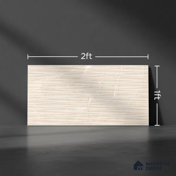 Highlighter Wall Tile TL 06655 C Etania Crema Waves 2 ft x 1 ft Ceramic Glossy Finish - 8 mm | Suitable for Living Room, Kitchen & Bathroom (Sample)