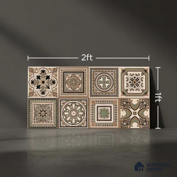 Highlighter Wall Tile TL 06655 E Etania Coffee Decor 03 2 ft x 1 ft Ceramic Glossy Finish - 8 mm | Suitable for Living Room, Kitchen & Bathroom