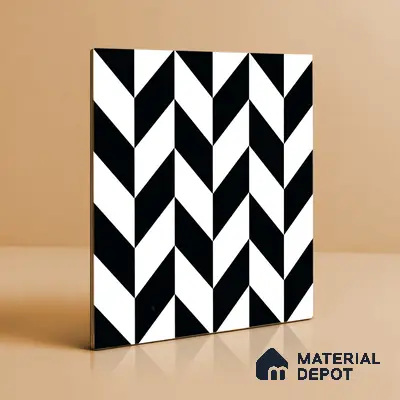 Moroccan Wall & Floor Tile TL 01439 Black & Polar White 2 ft x 2 ft Matte Finish Vitrified Tile - 9 mm | Suitable For Kitchen, Bathroom, Dining Area | Please Expect a Slight Variation of Pattern