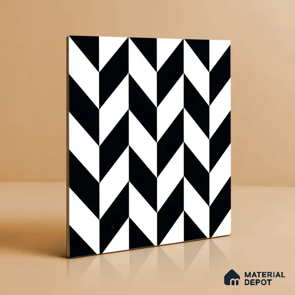 Moroccan Wall & Floor Tile TL 01439 Black & Polar White 2 ft x 2 ft Matte Finish Vitrified Tile - 9 mm | Suitable For Kitchen, Bathroom, Dining Area | Please Expect a Slight Variation of Pattern