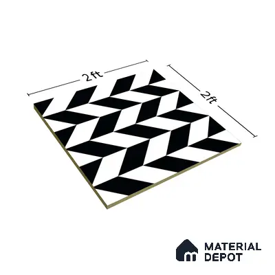 Moroccan Wall & Floor Tile TL 01439 Black & Polar White 2 ft x 2 ft Matte Finish Vitrified Tile - 9 mm | Suitable For Kitchen, Bathroom, Dining Area | Please Expect a Slight Variation of Pattern