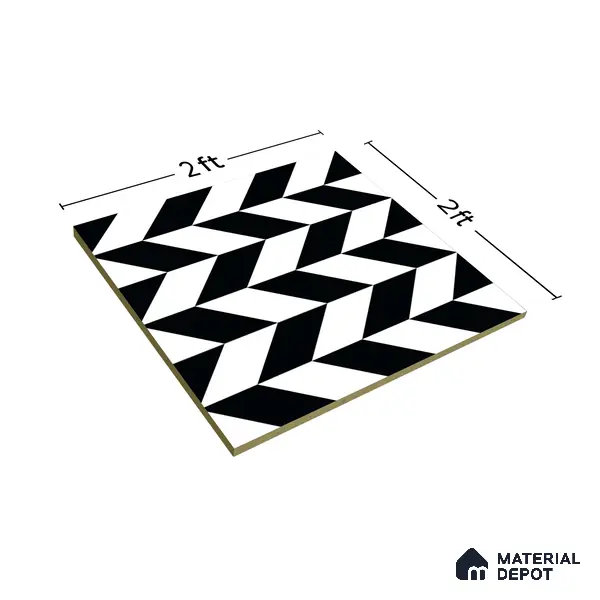 Moroccan Wall & Floor Tile TL 01439 Black & Polar White 2 ft x 2 ft Matte Finish Vitrified Tile - 9 mm | Suitable For Kitchen, Bathroom, Dining Area | Please Expect a Slight Variation of Pattern
