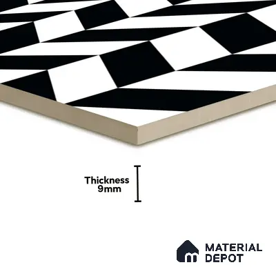 Moroccan Wall & Floor Tile TL 01439 Black & Polar White 2 ft x 2 ft Matte Finish Vitrified Tile - 9 mm | Suitable For Kitchen, Bathroom, Dining Area | Please Expect a Slight Variation of Pattern