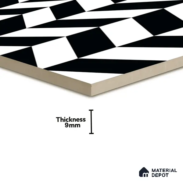 Moroccan Wall & Floor Tile TL 01439 Black & Polar White 2 ft x 2 ft Matte Finish Vitrified Tile - 9 mm | Suitable For Kitchen, Bathroom, Dining Area | Please Expect a Slight Variation of Pattern