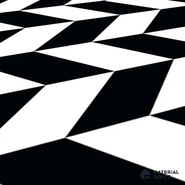 Moroccan Wall & Floor Tile TL 01439 Black & Polar White 2 ft x 2 ft Matte Finish Vitrified Tile - 9 mm | Suitable For Kitchen, Bathroom, Dining Area | Please Expect a Slight Variation of Pattern
