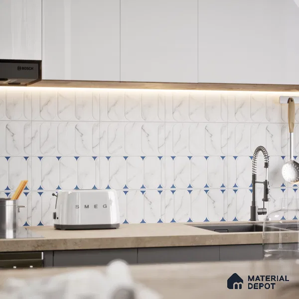 Faux Subway Wall Tile TL 04920 F Estilo Retro Plain Venatino 1 ft x 1 ft Ceramic Matte Finish - 9 mm | Suitable for Highlighter Walls, Foyer, Bathroom, Kitchen Wall & Backsplashes | Please Expect a Slight Variation of Pattern (Sample)