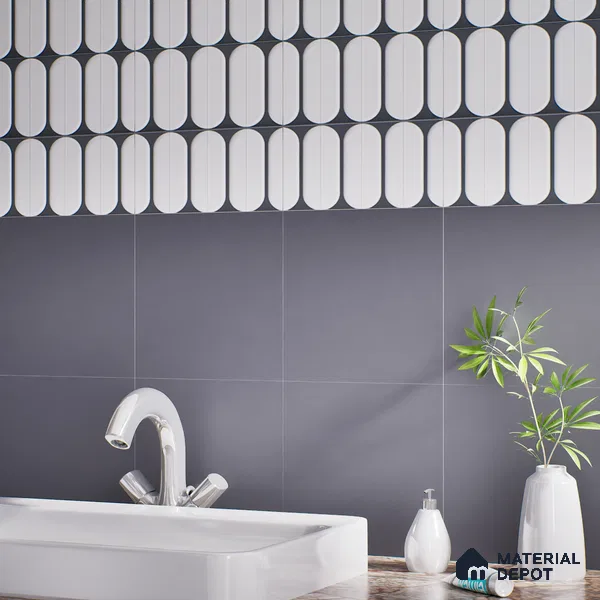 Faux Subway Wall Tile TL 04920 G Estilo Retro Capsule 1 Urban Charcoal 1 ft x 1 ft Ceramic Matte Finish - 9 mm | Suitable for Highlighter Walls, Foyer, Bathroom, Kitchen Wall & Backsplashes | Please Expect a Slight Variation of Pattern