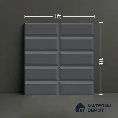 Faux Subway Wall Tile TL 04920 J Estilo Retro Brick Urban Charcoal 1 ft x 1 ft Ceramic Matte Finish - 9 mm | Suitable for Highlighter Walls, Foyer, Bathroom, Kitchen Wall & Backsplashes | Please Expect a Slight Variation of Pattern (Sample)