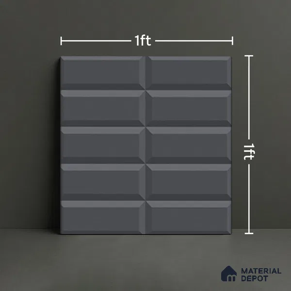 Faux Subway Wall Tile TL 04920 J Estilo Retro Brick Urban Charcoal 1 ft x 1 ft Ceramic Matte Finish - 9 mm | Suitable for Highlighter Walls, Foyer, Bathroom, Kitchen Wall & Backsplashes | Please Expect a Slight Variation of Pattern (Sample)