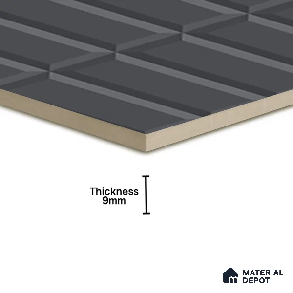 Faux Subway Wall Tile TL 04920 J Estilo Retro Brick Urban Charcoal 1 ft x 1 ft Ceramic Matte Finish - 9 mm | Suitable for Highlighter Walls, Foyer, Bathroom, Kitchen Wall & Backsplashes | Please Expect a Slight Variation of Pattern (Sample)
