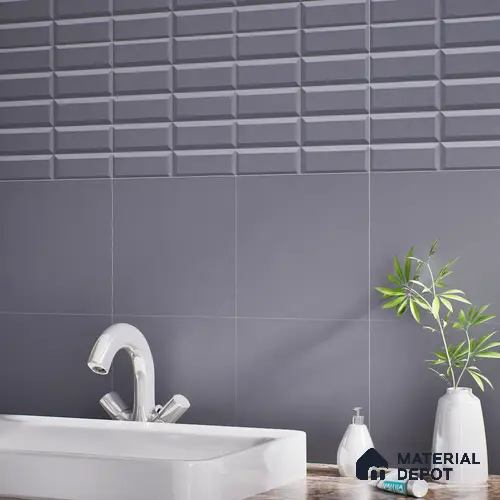 Faux Subway Wall Tile TL 04920 J Estilo Retro Brick Urban Charcoal 1 ft x 1 ft Ceramic Matte Finish - 9 mm | Suitable for Highlighter Walls, Foyer, Bathroom, Kitchen Wall & Backsplashes | Please Expect a Slight Variation of Pattern