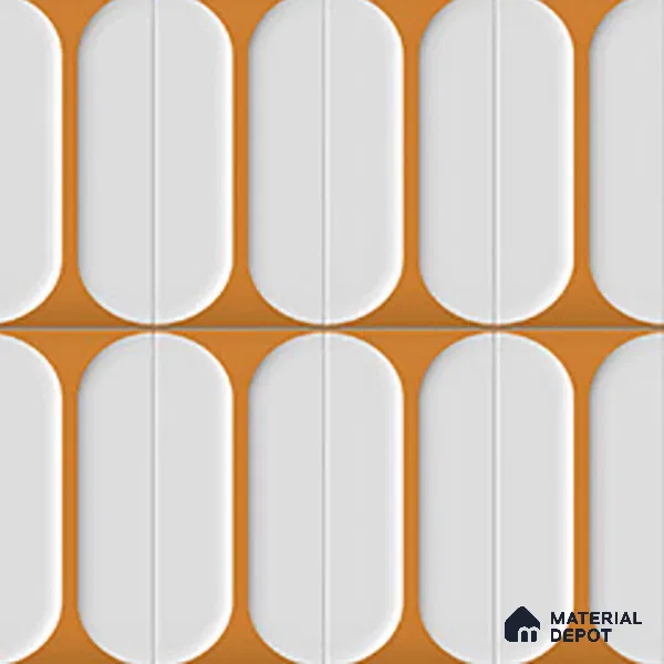 Faux Subway Wall Tile TL 04920 K Estilo Retro Capsule 1 Orange Ornato 1 ft x 1 ft Ceramic Matte Finish - 9 mm | Suitable for Highlighter Walls, Foyer, Bathroom, Kitchen Wall & Backsplashes | Please Expect a Slight Variation of Pattern (Sample)