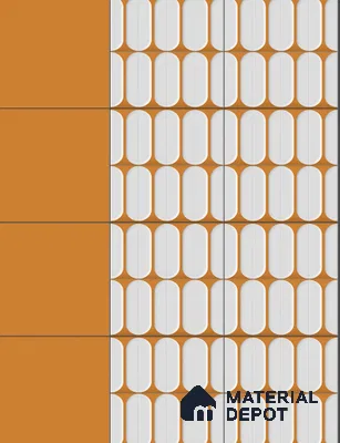 Faux Subway Wall Tile TL 04920 K Estilo Retro Capsule 1 Orange Ornato 1 ft x 1 ft Ceramic Matte Finish - 9 mm | Suitable for Highlighter Walls, Foyer, Bathroom, Kitchen Wall & Backsplashes | Please Expect a Slight Variation of Pattern (Sample)