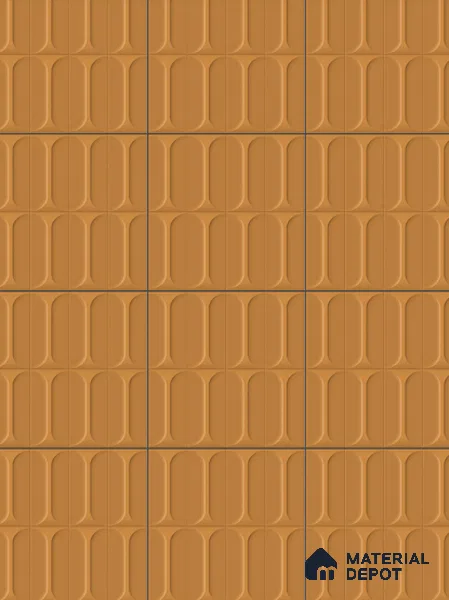 Faux Subway Wall Tile TL 04920 L Estilo Retro Capsule 2 Orange Ornato 1 ft x 1 ft Ceramic Matte Finish - 9 mm | Suitable for Highlighter Walls, Foyer, Bathroom, Kitchen Wall & Backsplashes | Please Expect a Slight Variation of Pattern (Sample)