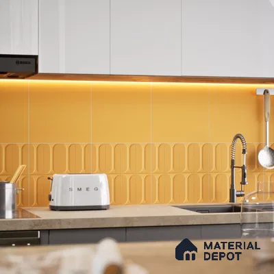 Faux Subway Wall Tile TL 04920 L Estilo Retro Capsule 2 Orange Ornato 1 ft x 1 ft Ceramic Matte Finish - 9 mm | Suitable for Highlighter Walls, Foyer, Bathroom, Kitchen Wall & Backsplashes | Please Expect a Slight Variation of Pattern (Sample)