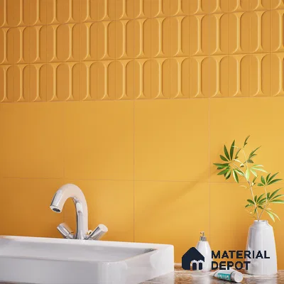 Plain Pastel Wall & Floor Tile TL 04920 M Estilo Retro Plain Orange Ornato 1 ft x 1 ft Ceramic Matte Finish - 9 mm | Suitable for Living Room, Dining, Bedroom, Foyer, Patio (Sample)