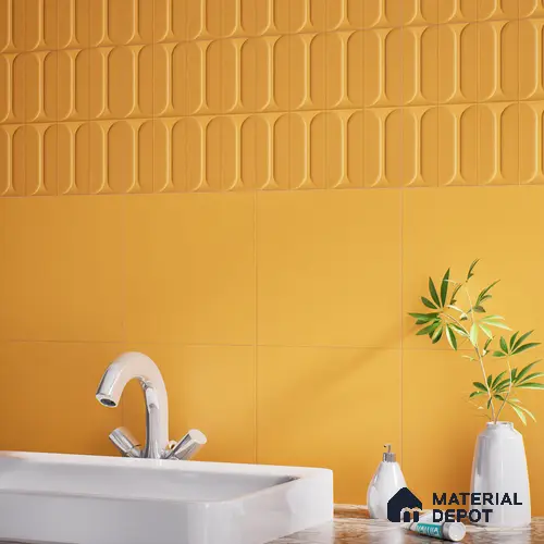 Plain Pastel Wall & Floor Tile TL 04920 M Estilo Retro Plain Orange Ornato 1 ft x 1 ft Ceramic Matte Finish - 9 mm | Suitable for Living Room, Dining, Bedroom, Foyer, Patio