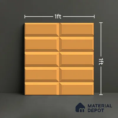 Faux Subway Wall Tile TL 04920 N Estilo Retro Brick Orange Ornato 1 ft x 1 ft Ceramic Matte Finish - 9 mm | Suitable for Highlighter Walls, Foyer, Bathroom, Kitchen Wall & Backsplashes | Please Expect a Slight Variation of Pattern (Sample)