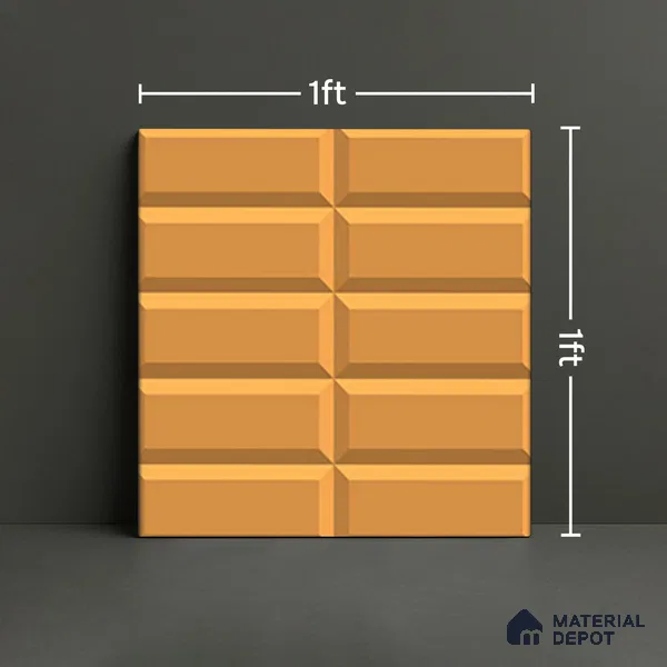 Faux Subway Wall Tile TL 04920 N Estilo Retro Brick Orange Ornato 1 ft x 1 ft Ceramic Matte Finish - 9 mm | Suitable for Highlighter Walls, Foyer, Bathroom, Kitchen Wall & Backsplashes | Please Expect a Slight Variation of Pattern (Sample)